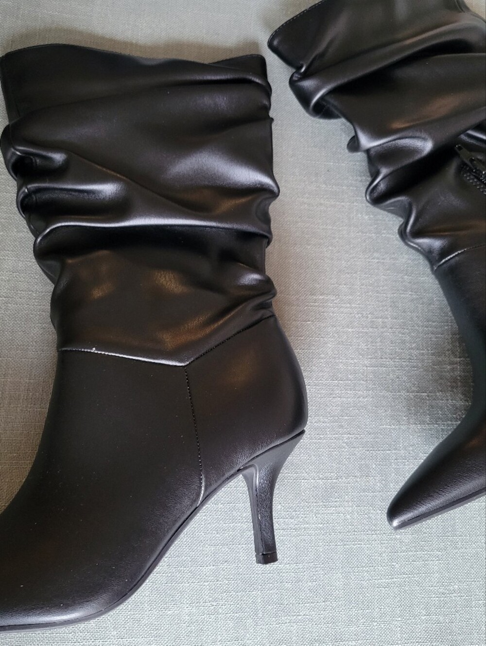 Nine West Black Ruched Pointed-Toe Stiletto Booties